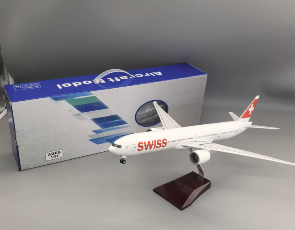 47CM 1:157 SWISS BOEING 777-300ER Airplane Landing Gear Aircraft Resin Model