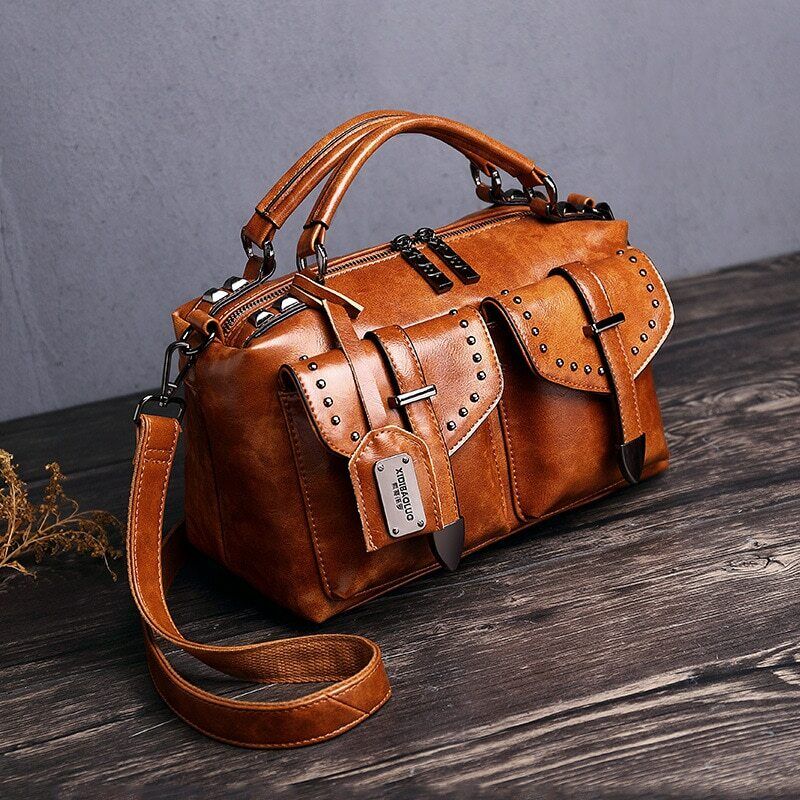 Vintage Leather Handbag Crossbody Fashion Shoulder Ladies Black Hand Sling Bags