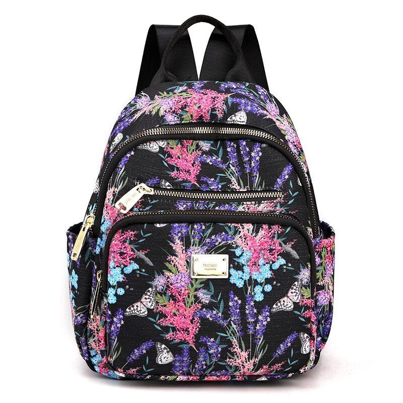 Soft Nylon Small Backpack School Bags Polyester 17*10*28 CM Softback Floral 1 PC