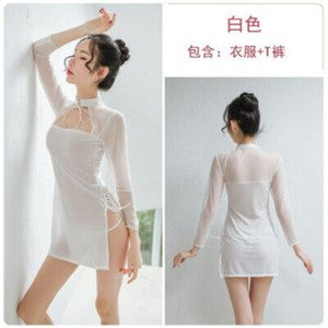 Sexy Women Sleepwears Lingerie Slit Bandage Night Dress Tight Nightgowns Uniform