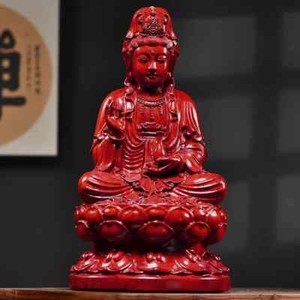 Lotus Guanyin Statue Safflower Pear Black Sandalwood Buddha Statue Home FengShui
