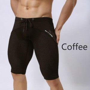 Men Swim Jammers Quick Dry Swimming Shorts Drawstring Swimwear Trunks Plain