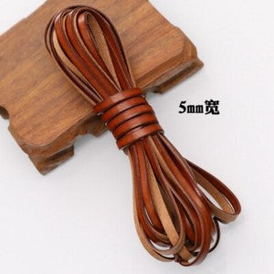 Coffee Genuine Real Leather Flat Cord DIY Crafts Strap Rope String Bracelet Long