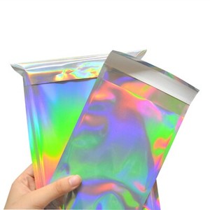 100 Pcs Hologram Mylar Adheisve Pouch Bag Three Side Sealed Foil Glitter Bags