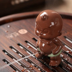 Pee Doll Water Spray Boy Ceramic Purple Clay Tea Pet Crackle Glaze Porcelain New