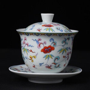 Porcelain Gaiwan Under Glaze Handpainted Tureen Ceramic Covered Bowl Saucer Lid