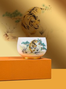 1pc New Jade Porcelain Tea Cup Mascot Tiger Print Under Glaze Master Cup