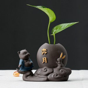 Creative Vase Decoration Small Size Yixing Zisha Purple Clay Pig Statue Tea Pet