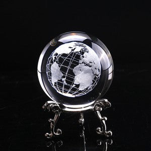 60mm 3D Crystal Earth Ball Glass Laser Engraved Miniature Earth Model Sphere