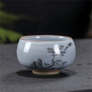 2pc 130ml Ruyao Cup Crackle Glaze Porcelain Cup of Tea Under Glaze Chinese Tea