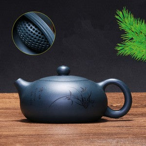 Authentic Yixing Zisha Tea Pot Cup Handpainted 188 Infuser Hole Marked Xishi Pot