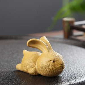 tea pet yixing zisha purple clay rabbit statue small size creative tea play new