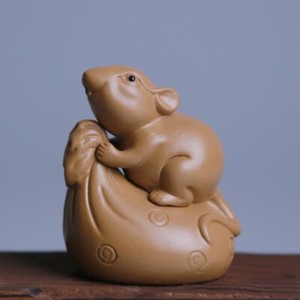 Chinese Tea Pet Yixing Zisha Purple Clay Mouse Statue Small Size Mascot Tea Play