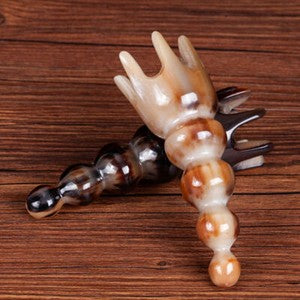 Natural ox horn massage comb through meridians head therapy anti-static comb
