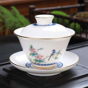 Gaiwan 180ml Great Jade Porcelain Tea Bowl Chinese Tureen Tea Brewer Cup Saucer