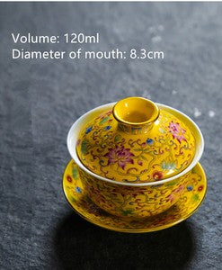 Lead Free Jingdezhen Color Enamel Under Glaze Porcelain Gaiwan Covered Tea Bowl