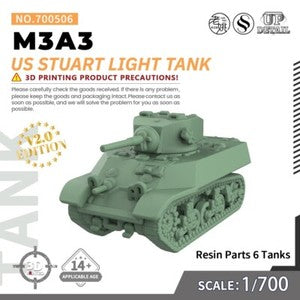 SSMODEL SS506 1/200/350/700 Military Model Kit US M3A3 Stuart Light Tank