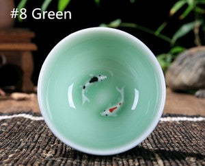 One Cup Ceramic Porcelain Tea Cup Made in China Fish Lotus Design Handmade Cups
