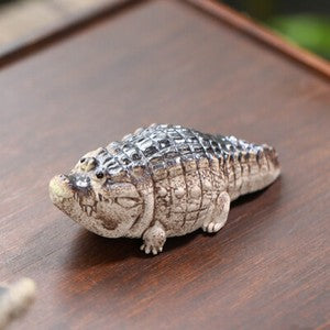 Alligator Statue Small Size Handmade Ornament Yixing Zisha Purple Clay Tea Pet