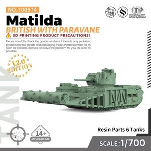 SSMODEL SS574 1/200 1/220 Military Model Kit British Matilda With Paravane