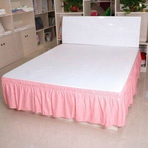 16'' Solid Elastic Bed Skirt Dust Ruffle Pleat Wrap Around Bedding Spread Cover