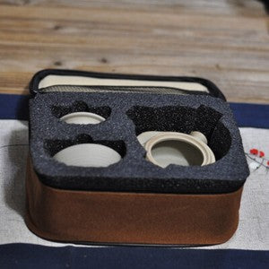 Portable Tea Set Ceramic Pottery Tea Pot With Infuser Holes Matching Tea Cup New
