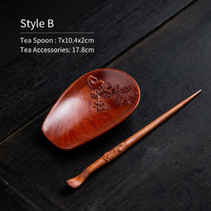 Walnut Wood Tea Spoon Handmade Plum Blossom Tea Scoop Tea Accessories
