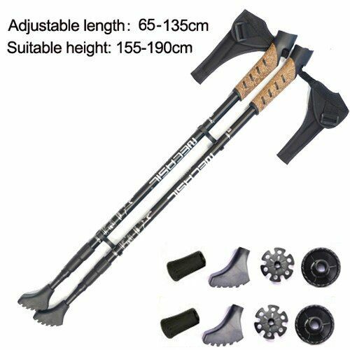 2pcs/lot Nordic Walking Sticks Hiking Aluminum Telescopic Trekking Pole 3 Joints