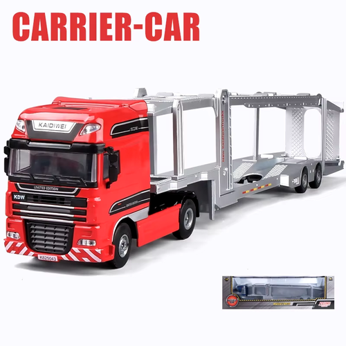 Alloy Double Deck Flatbed Trailer Model Diecast Metal Heavy Semi Trailer Transpo