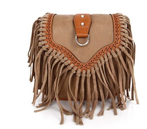 Bohemian Bag Spirit Tassel Crossbody Purse Retro Shoulder Bag 20*18*9 CM Canvas