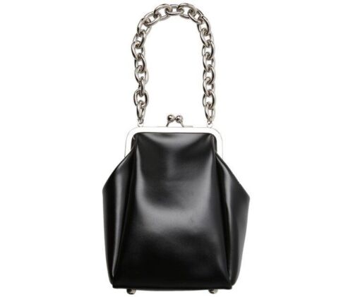 Vintage Shell Clip Shoulder Bag Wide Strap Handbag Synthetic Leather Chain Purse