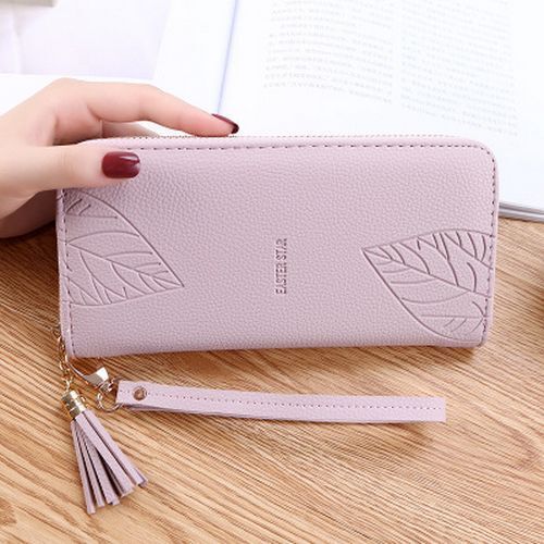 Wallets Purses Synthetic Leather Wristband Leaf Print Long Large Bag Wallets 1PC