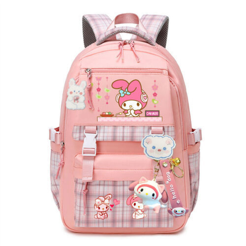 My Melody Kuromi Student Backpack Cinnamoroll Pom Pom Purin Pochacco Schoolbag#h