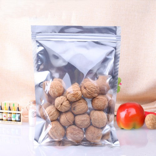 Many Different Sizes for 100 Flat Clear/Silver Foil Mylar Zip Lock Bags