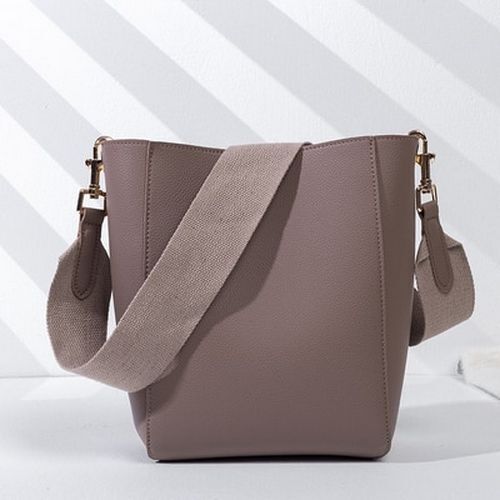 Bucket Shoulder Bag Women Handbags Synthetic Leather Messenger Bags Wide Strap