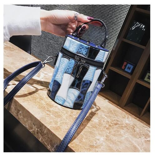 Bucket Bag Synthetic Leather Chain Shoulder Bag Rivets Handbag 17*12*12 CM Flap
