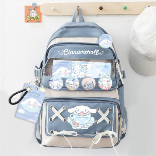 My Melody Kuromi Cinnamoroll Nylon Backpack Cartoon Student Schoolbag Travel Bag
