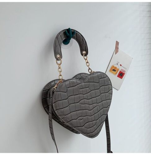 Heart Bag Stone Pattern Synthetic Leather Crossbody Small Shoulder Purse Handbag