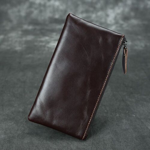 Wallet Genuine Leather Phone Bag Long Retro Ultra-Thin Leather Clutch Solid 1PC