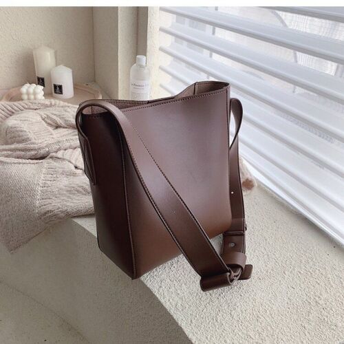 Casual Wide Strap Bucket Bag Shoulder Crossbody Bag Large Purse Messenger Bags