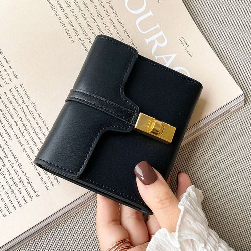 Synthetic Leather Wallet Short Wallet Purse Hasp Belt Handbag Green Black Yellow
