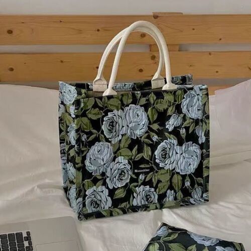 Vintage Tote Bag Rose Print Luxury Handbag Large Shopping Bags 36.5*32.5*16 CM