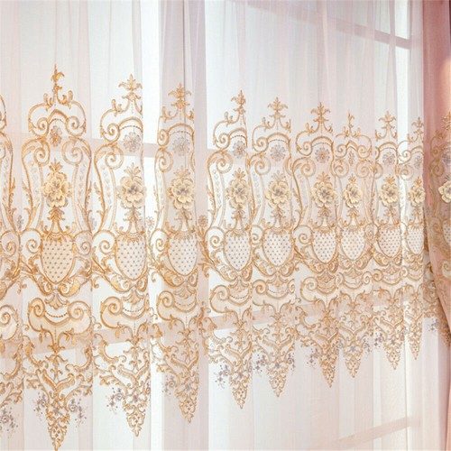 Luxury European 3D Floral Embroidery Blackout Curtain for Living Room 1 Panel