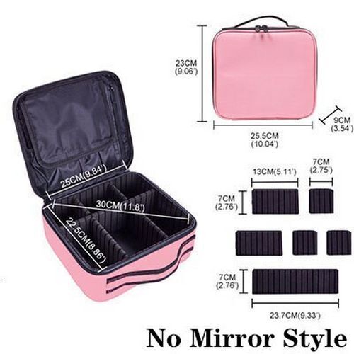Makeup Case Traveling Cosmetic Bag Make Up Storage Box Nail Tool Suitcases Solid