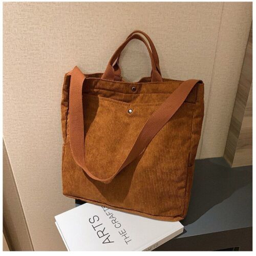 Corduroy Handbag Shoulder Bag Large Canvas Tote Pouch Crossbody Purse 34*10*35CM