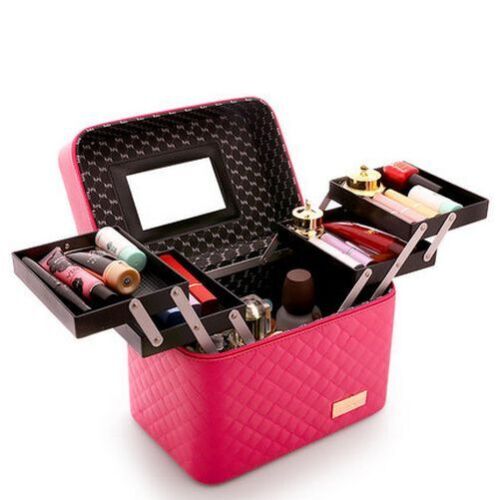 Large Capacity Makeup Cosmetic Bag Multilayer Storage Portable Make Up Suitcase