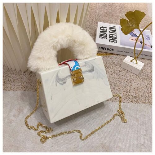 Acrylic Box Clutch Fashion Purse Handbag Chain Shoulder Bags 19*12*9CM Polyester