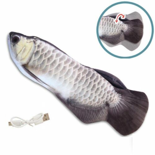 Electric Cat Toy Fish USB Charger Interactive Realistic Pet Chew Bite Floppy 30