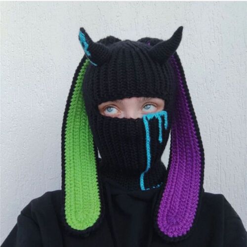 Bunny Hat Knitted Warm Wool Sleeve Cap Party Hat Ski Mask
