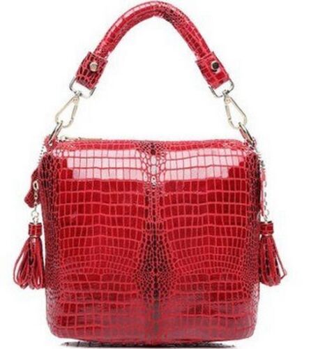 Genuine Leather Graceful Crossbody Handbag Shoulder Bag Polyester Purse Blue Red